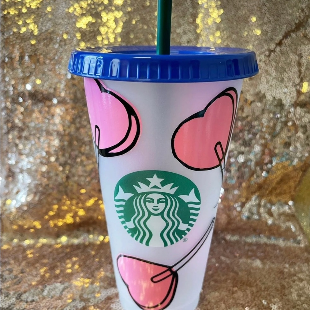 NEW Starbucks Custom Valentine’s Day Heart Lollipop Cold Cup Tumbler